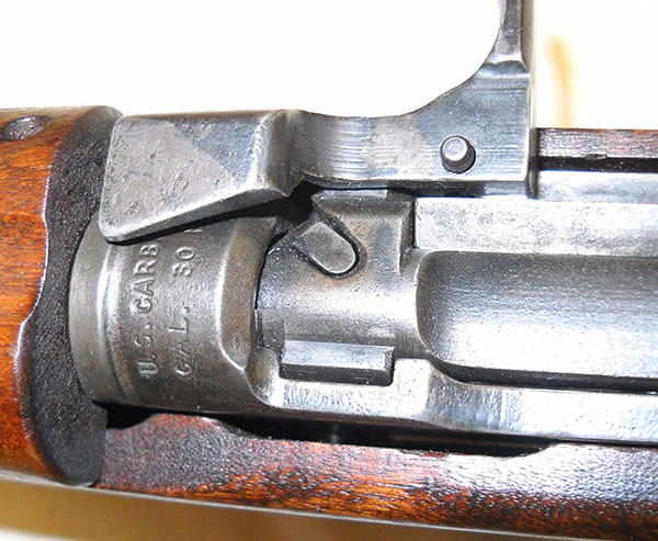 detail, M1 carbine action, top view, closeup
